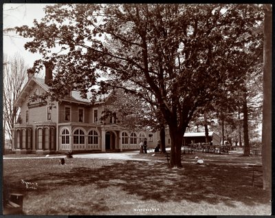 Blick durch die Bäume des Woodmansten Inn, Westchester, New York, 1901 von Byron Company